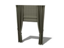 Roman shades and holdback curtains 3d model preview