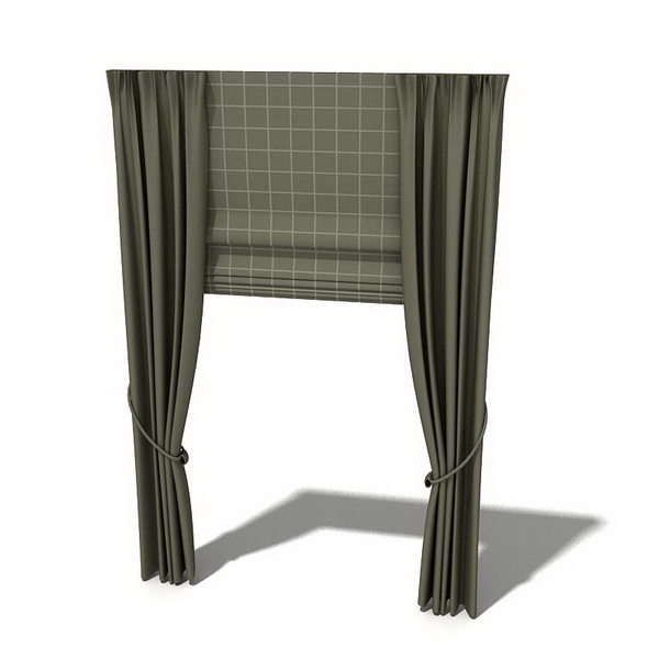 Roman shades and holdback curtains 3d model 3dsMax,3ds files free ...
