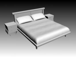 Double bed with nightstands 3d preview