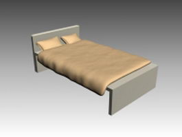 Simple double bed 3d model preview