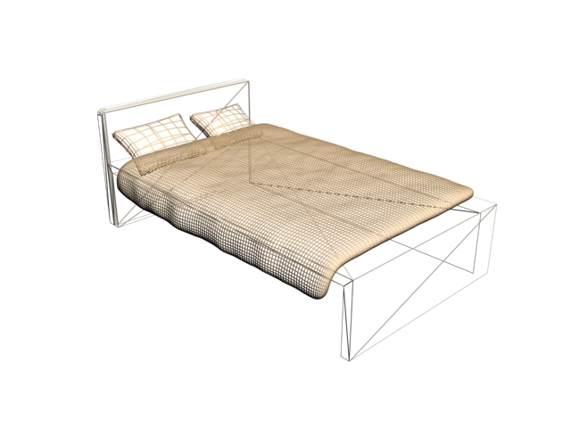 Simple double bed 3d rendering