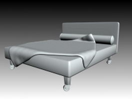 Movable double bed 3d model preview