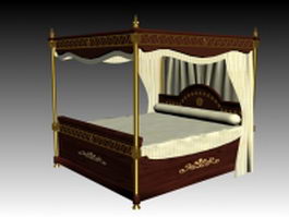 Antique four-poster bed 3d model preview