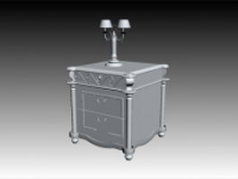 Classical bedside table with lamp 3d preview