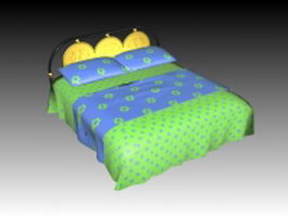 Double size soft bed 3d model preview