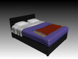 Leather black bed 3d model preview