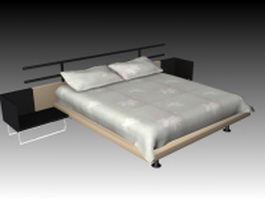 King-sized bed with nightstands 3d preview