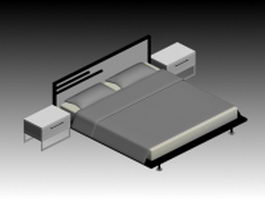 Platform bed with nightstands 3d model preview