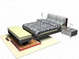 Contemporary style bedroom set 3d model preview