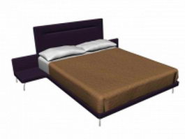 Hotel double bed 3d model preview