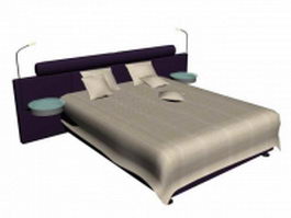 Luxury bed with night tables 3d preview
