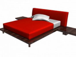 Red platform bed 3d model preview