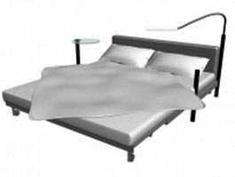 Adjustable bed with table and lamp 3d model preview