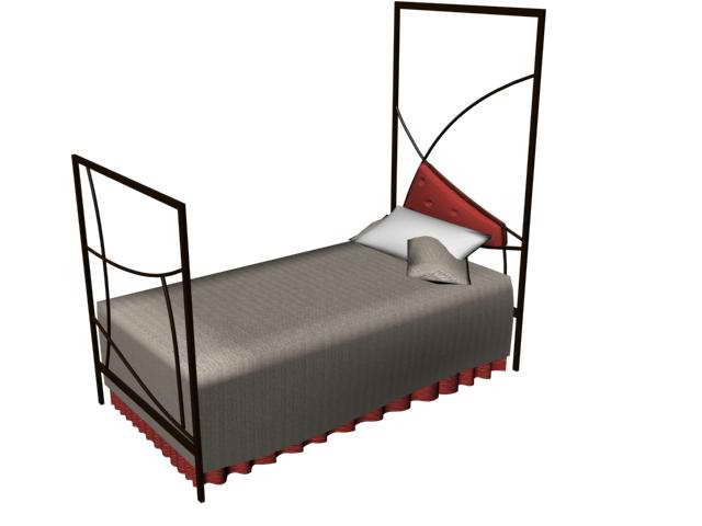 Metal twin bed 3d rendering