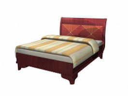 Classic style carved bed 3d model preview