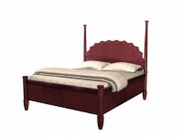 Classic wood bed 3d preview