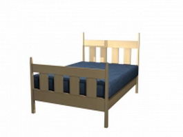 Mission style single bed 3d model preview