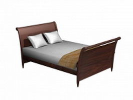 Wood sleigh bed 3d preview