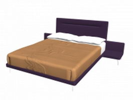 Modern platform bed with bedside table 3d model preview