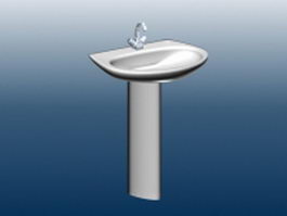 Pedestal basin with tap 3d model preview