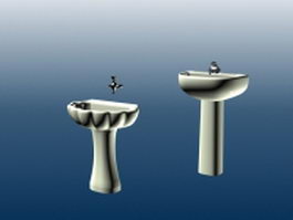 2 pedestal sinks 3d model preview