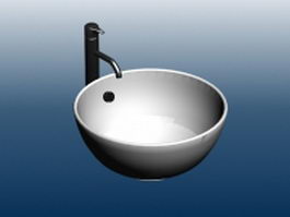 Countertop sinker with tap 3d model preview