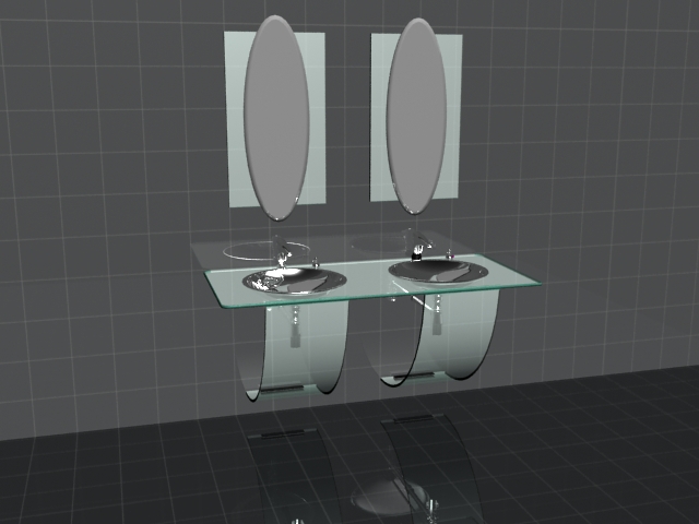 Double washbowl bathroom vanity 3d rendering