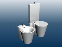 Modern toilet and bidet 3d preview