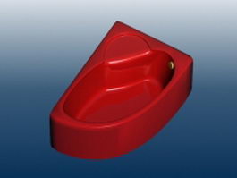 Red corner bathtub 3d model preview