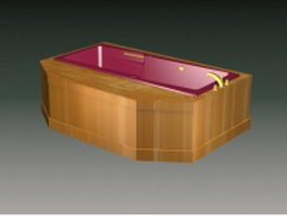 Wooden base bathtub 3d model preview