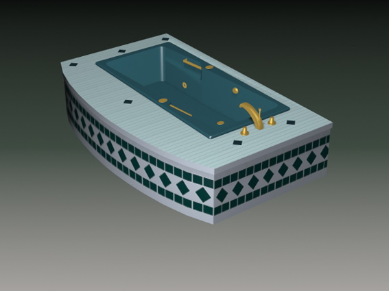 Built in tiled bathtub 3d rendering