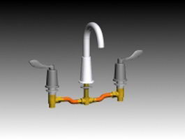 Double handle sink faucet 3d model preview