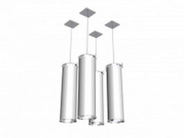 Cylindrical multi pendant light fixture 3d model preview