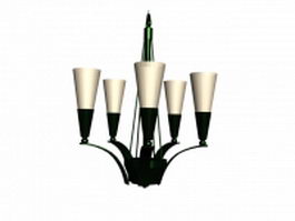 Five light chandelier 3d model preview