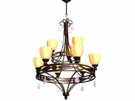 Bronze chandelier lighting 3d model preview