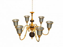 Brass chandelier lamp 3d model preview