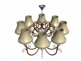 8-lights bronze chandelier 3d model preview