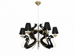 Black art chandelier 3d model preview