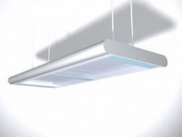 Office fluorescent lamp with cover 3d model preview