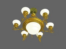 Vintage style brass chandelier 3d model preview