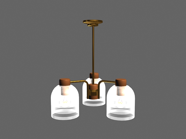 3-lights pendant lamp 3d rendering