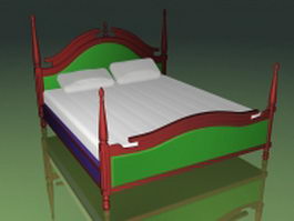 Ancient style four-poster bed 3d preview