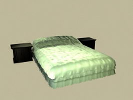 Modern mattress bed with nightstands 3d model preview