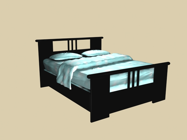 Mission style platform bed 3d rendering