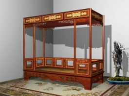 Chinese style bed 3d preview