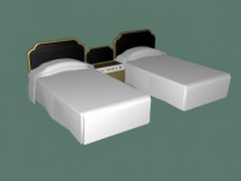 Twin beds for hotel 3d model preview