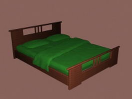 Mission style double bed 3d model preview