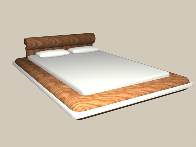 Queen size modern bed 3d rendering