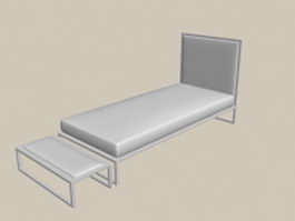 Twin bed with stool 3d preview
