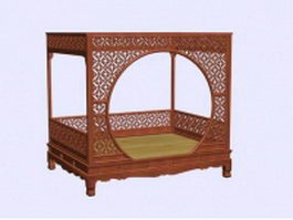 Antique Chinese bed 3d model preview